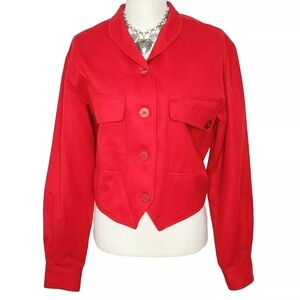 Vintage 100% Wool Signature Expressions Cropped Women's Red Jacket Size 16
